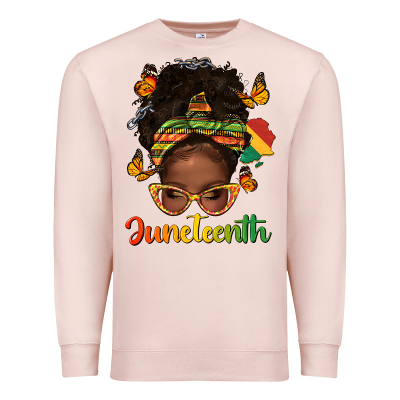 Afro Messy Bun Juneteenth Premium Sweatshirt by texasbilliewilder | Teevron