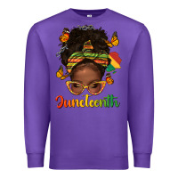 Purple afro messy bun juneteenth Premium Sweatshirt - texasbilliewilder