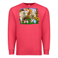 Cardinal Easter Farm Cows Bunny Ears And Eggs Premium Sweatshirt - RanaPortraitStore