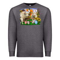 Charcoal Heather Easter Farm Cows Bunny Ears And Eggs Premium Sweatshirt - RanaPortraitStore