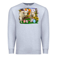 Heather Grey Easter Farm Cows Bunny Ears And Eggs Premium Sweatshirt - RanaPortraitStore