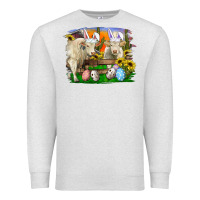 Oatmeal Heather Easter Farm Cows Bunny Ears And Eggs Premium Sweatshirt - RanaPortraitStore