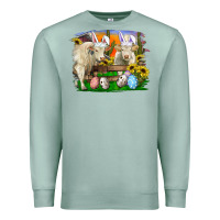 Seafoam Easter Farm Cows Bunny Ears And Eggs Premium Sweatshirt - RanaPortraitStore