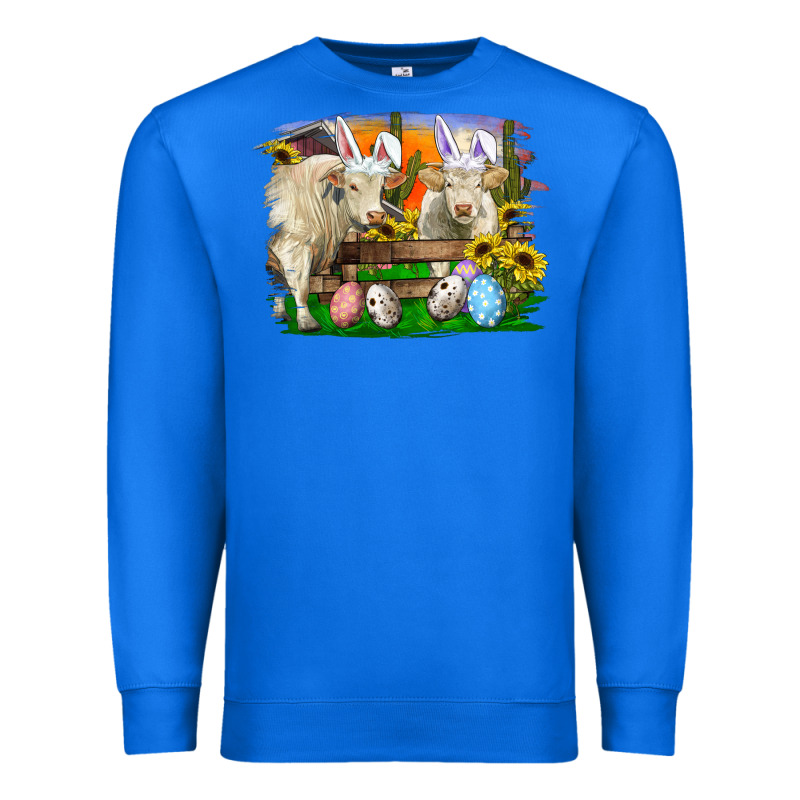 Easter Farm Cows Bunny Ears And Eggs Premium Sweatshirt by RanaPortraitStore | Teevron