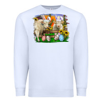 White Easter Farm Cows Bunny Ears And Eggs Premium Sweatshirt - RanaPortraitStore
