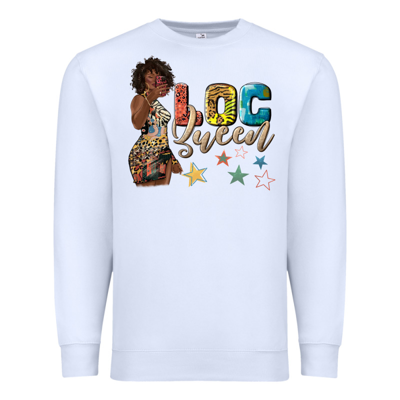 Afro Woman Loc Queen Premium Sweatshirt by texasbilliewilder | Teevron