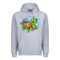 Heather Grey ocean with turtle Premium Hoodie - AdoDesignShop