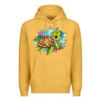 Mustard ocean with turtle Premium Hoodie - AdoDesignShop