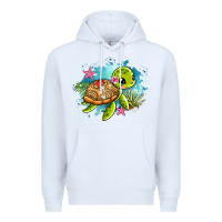 White ocean with turtle Premium Hoodie - AdoDesignShop