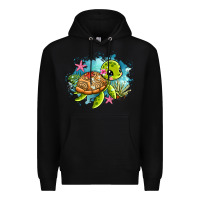 Black ocean with turtle Premium Hoodie - AdoDesignShop