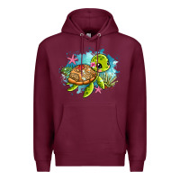 Burgundy ocean with turtle Premium Hoodie - AdoDesignShop
