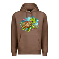 Chestnut ocean with turtle Premium Hoodie - AdoDesignShop