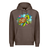 Coffee ocean with turtle Premium Hoodie - AdoDesignShop