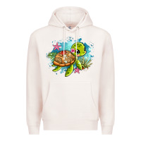 Pale Pink ocean with turtle Premium Hoodie - AdoDesignShop