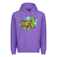 Purple ocean with turtle Premium Hoodie - AdoDesignShop