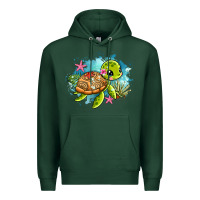 Sports Green ocean with turtle Premium Hoodie - AdoDesignShop