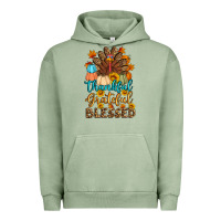 Pigment Oil Green thankful grateful blessed turkey Urban Hoodie - Artiststas