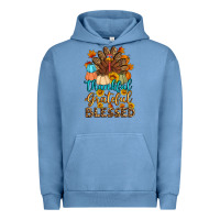 Pigment Pebble Blue thankful grateful blessed turkey Urban Hoodie - Artiststas