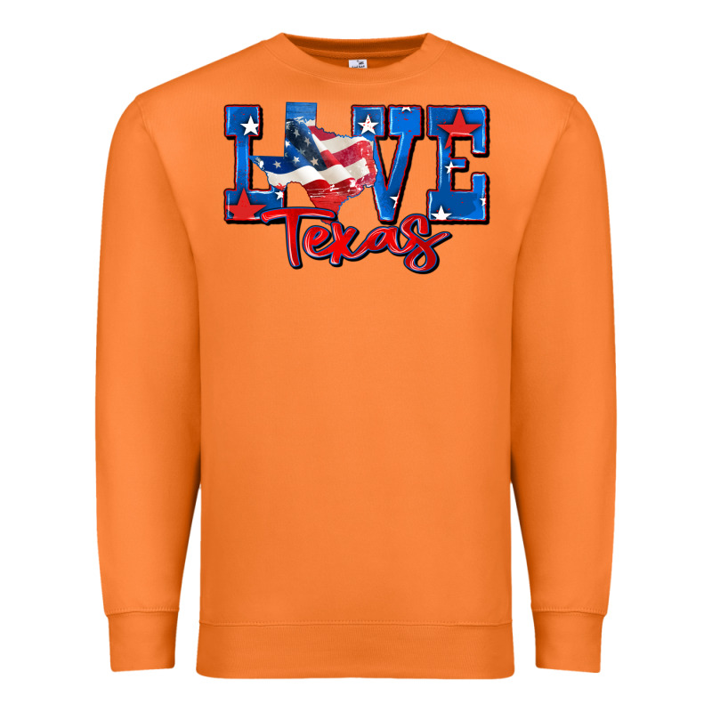 Love Texas Map Premium Sweatshirt by Zillion Design Studio | Teevron