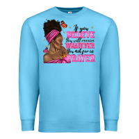 Ocean Blue afro woman bun and religion faith prayer Premium Sweatshirt - texasbilliewilder