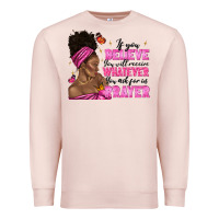 Pale Pink afro woman bun and religion faith prayer Premium Sweatshirt - texasbilliewilder
