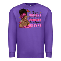 Purple afro woman bun and religion faith prayer Premium Sweatshirt - texasbilliewilder
