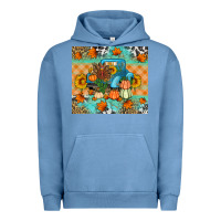 Pigment Pebble Blue Thanksgiving Truck With Turkey Urban Hoodie - Artiststas