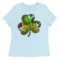 Baby Blue st. patricks day lucky shamrock Ladies Tee - BarkalooDesign