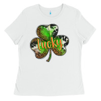 White st. patricks day lucky shamrock Ladies Tee - BarkalooDesign
