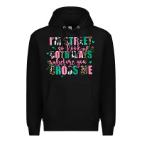Black floral i am street so look both ways before you cr Premium Hoodie - AdoDesignShop