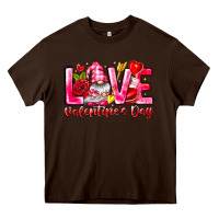 Chocolate Brown Love Valentines Day Gnome Heavy Core Tee - CowhideDigitalArt