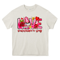Cream Love Valentines Day Gnome Heavy Core Tee - CowhideDigitalArt