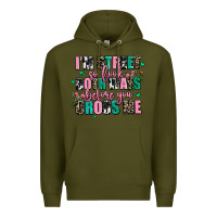 Army Green floral i am street so look both ways before you cr Premium Hoodie - AdoDesignShop