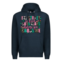 Navy floral i am street so look both ways before you cr Premium Hoodie - AdoDesignShop
