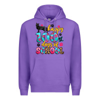 Purple happy 100th days of school cat Premium Hoodie - Artiststas