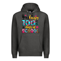 Charcoal Heather happy 100th days of school cat Premium Hoodie - Artiststas