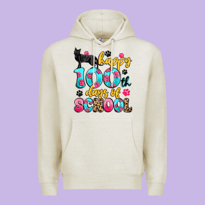 Happy 100th Days Of School Cat Premium Hoodie Designed By Artiststas