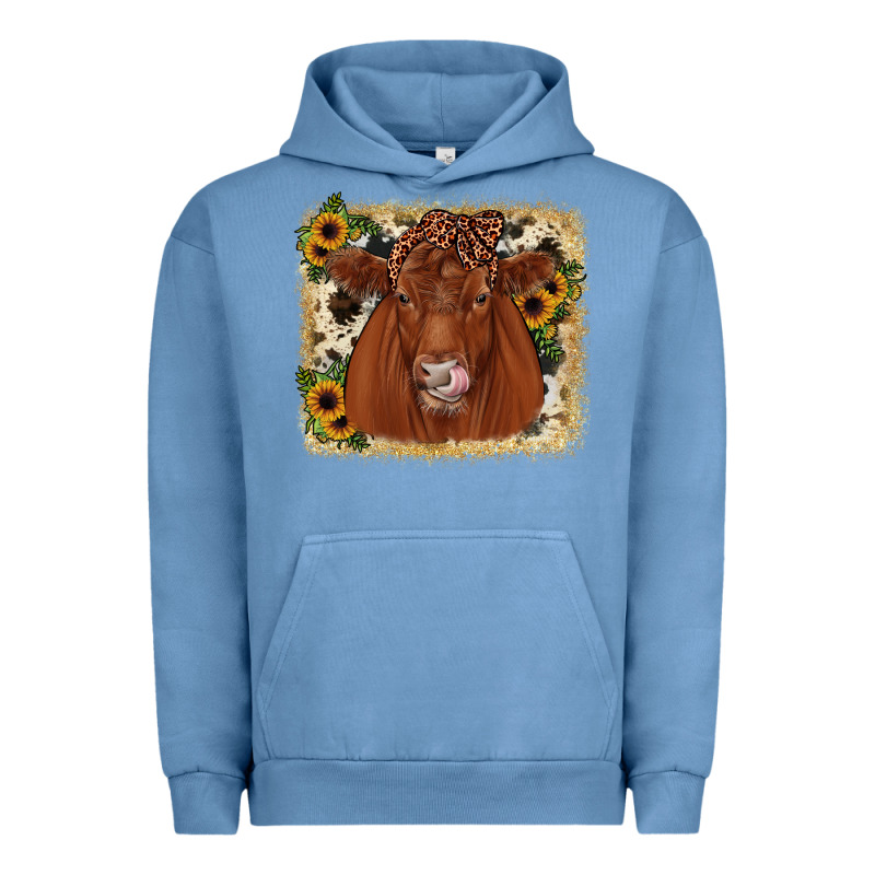Red Angus Cowhide Sunflower Urban Hoodie by JahusDesignShop | Teevron