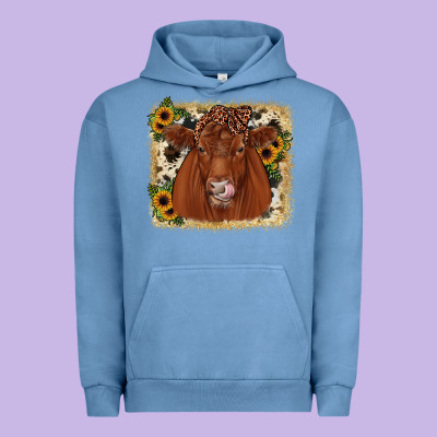 Red Angus Cowhide Sunflower Urban Hoodie Designed By Jahusdesignshop