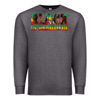 Charcoal Heather black is beautiful juneteenth Premium Sweatshirt - texasbilliewilder