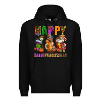 Black happy hallothanksmas Premium Hoodie - AdoDesignShop