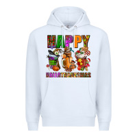 White happy hallothanksmas Premium Hoodie - AdoDesignShop
