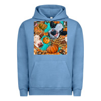 Pigment Pebble Blue autumn cows seamless pattern Urban Hoodie - BundleAndBundleShop