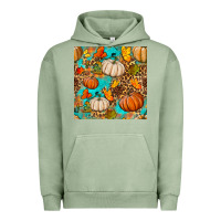 Pigment Oil Green fall pumpkin seamless pattern Urban Hoodie - BundleAndBundleShop