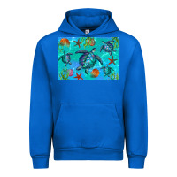 Cobalt Turtle Seashells Starfish Urban Hoodie - Artiststas