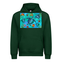 Forest Green Turtle Seashells Starfish Urban Hoodie - Artiststas