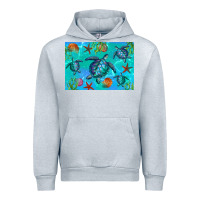 Heather Grey Turtle Seashells Starfish Urban Hoodie - Artiststas