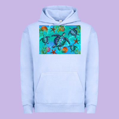 Turtle Seashells Starfish Urban Hoodie Designed By Artiststas