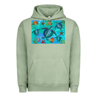 Pigment Oil Green Turtle Seashells Starfish Urban Hoodie - Artiststas
