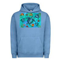 Pigment Pebble Blue Turtle Seashells Starfish Urban Hoodie - Artiststas